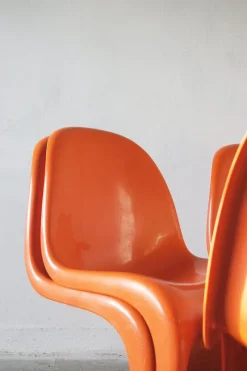 Online Pamono Orange Panton Chairs by Verner Panton for Herman Miller, 1970s, Set of 4
