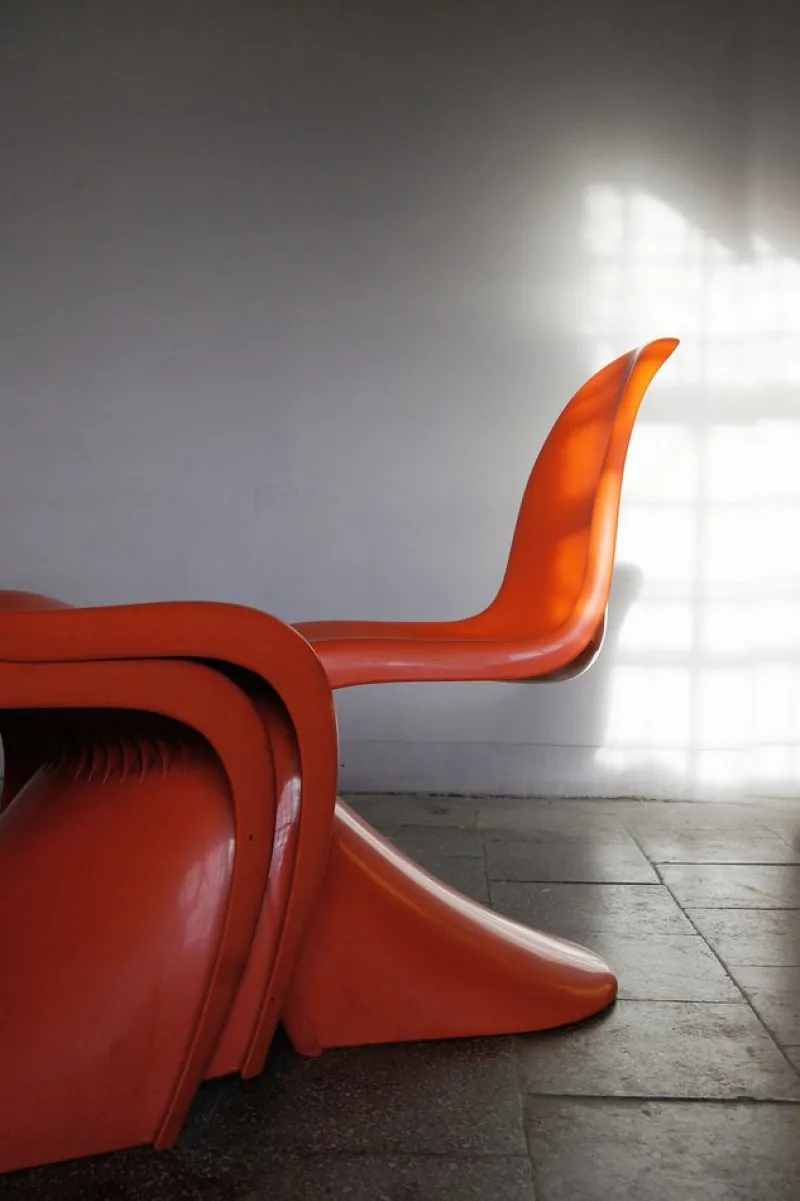 Online Pamono Orange Panton Chairs by Verner Panton for Herman Miller, 1970s, Set of 4