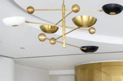 Pamono Orbitale Brass Chandelier by Silvio Piattelli><noscript><img width=