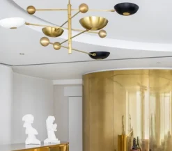 Pamono Orbitale Brass Chandelier by Silvio Piattelli><noscript><img width=