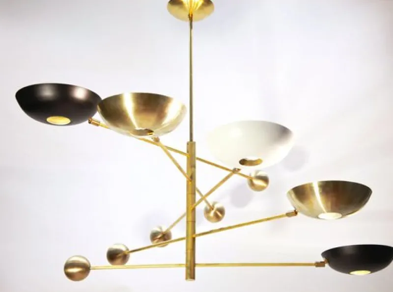 Pamono Orbitale Brass Chandelier by Silvio Piattelli> Ceiling Lights