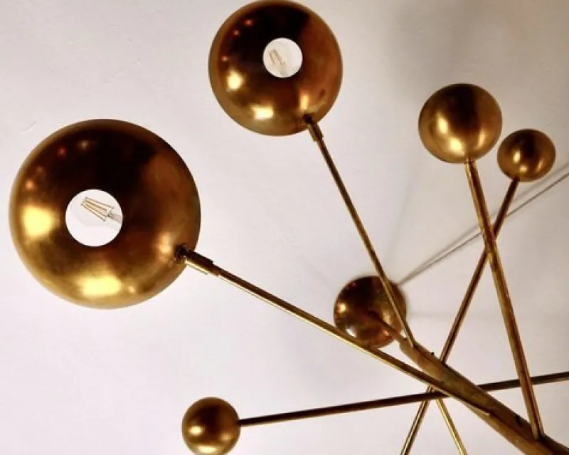 Pamono Orbitale Brass Chandelier by Silvio Piattelli> Ceiling Lights