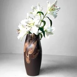 Pamono Organic Ikebana Vase with Abstract Glaze, 1970s><noscript><img width=