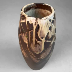 Pamono Organic Ikebana Vase with Abstract Glaze, 1970s><noscript><img width=