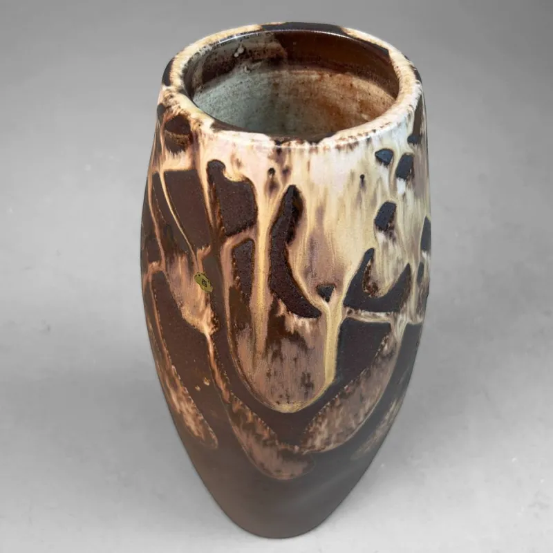 Pamono Organic Ikebana Vase with Abstract Glaze, 1970s> Vases