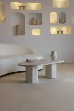 Pamono Organic Top 120 Beige Travertine Decorative Low Coffee Table by Beije Avenue> Tables