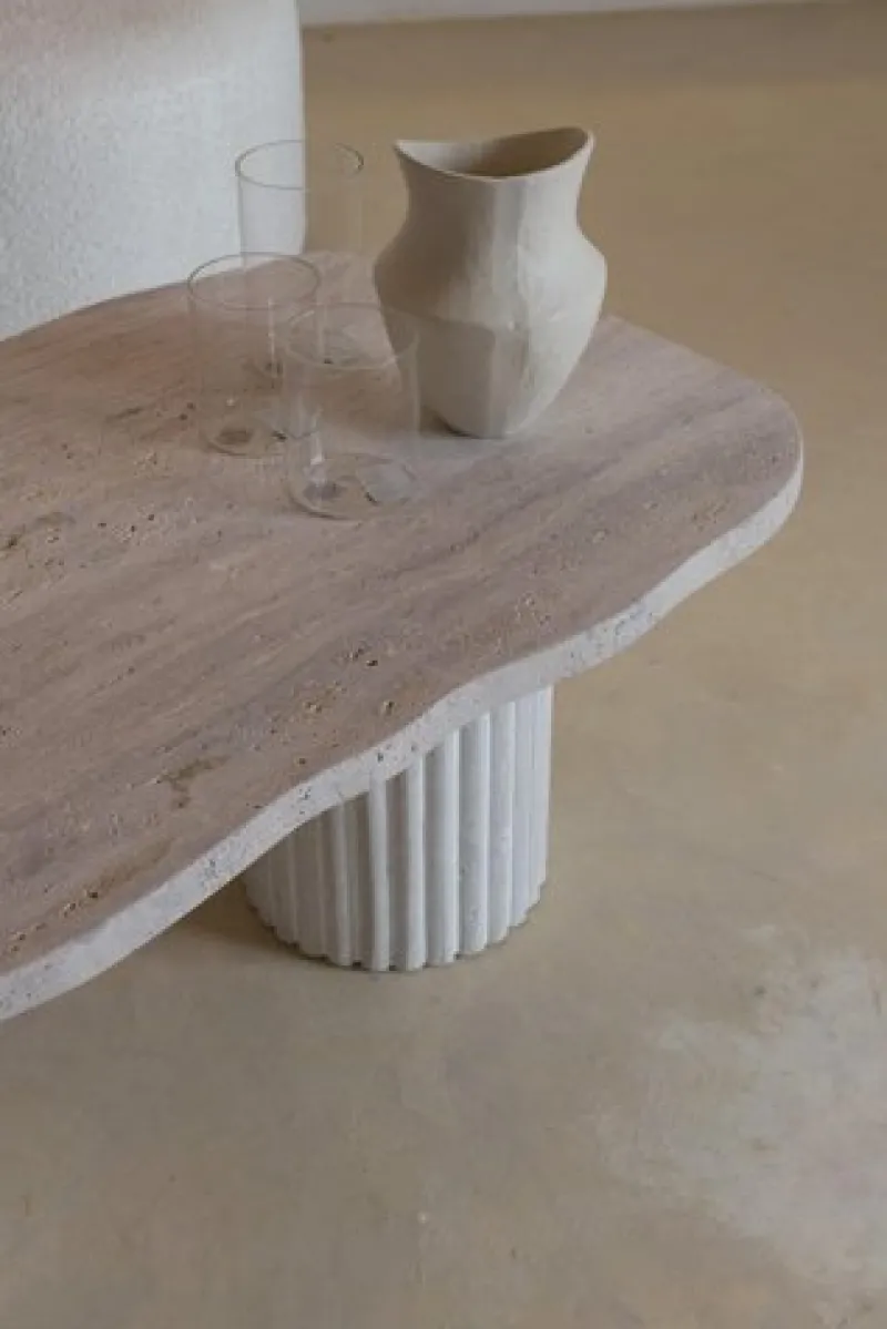 Pamono Organic Top 120 Beige Travertine Decorative Low Coffee Table by Beije Avenue> Tables