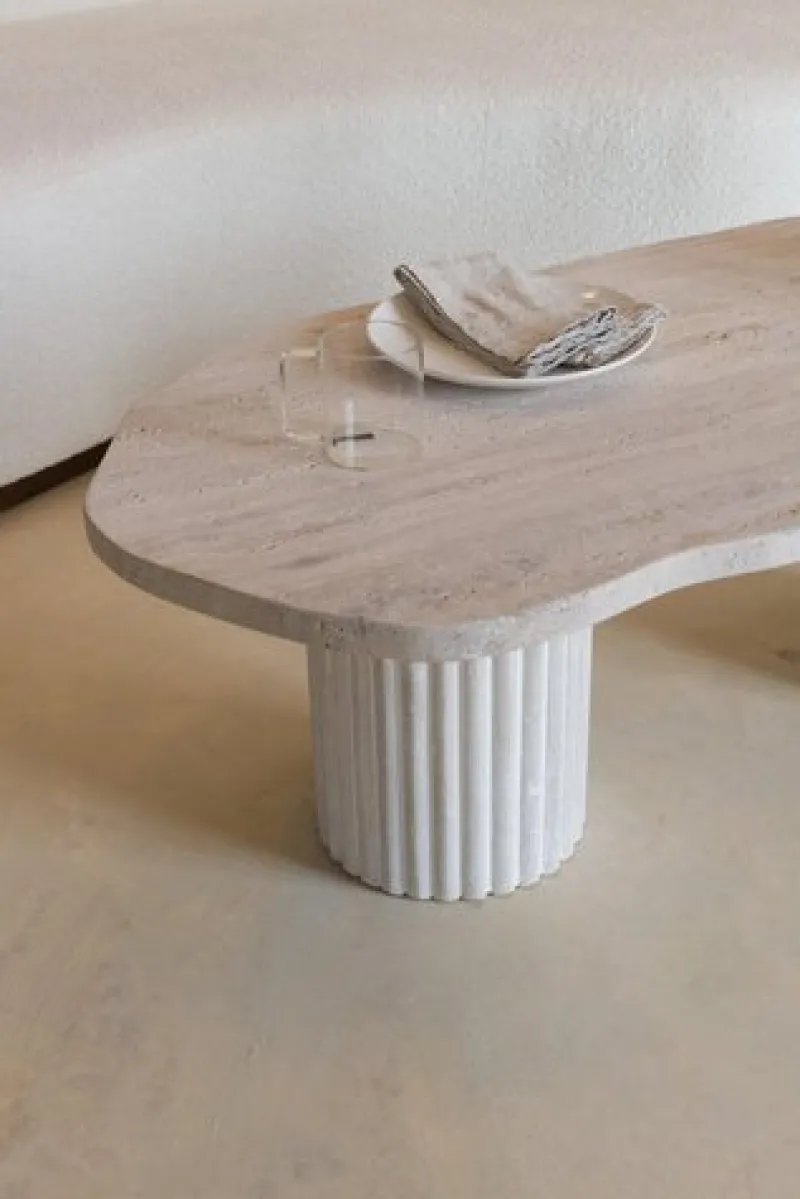 Pamono Organic Top 120 Beige Travertine Decorative Low Coffee Table by Beije Avenue> Tables