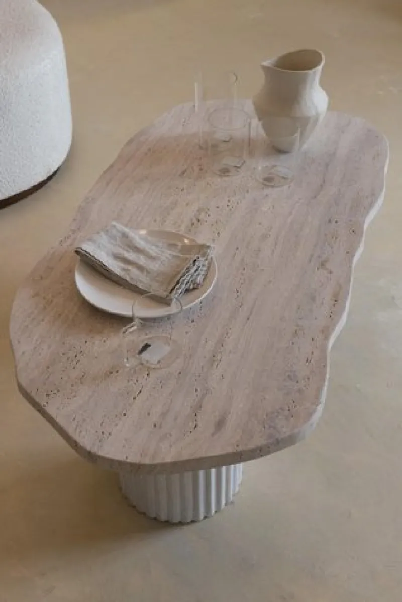 Pamono Organic Top 120 Beige Travertine Decorative Low Coffee Table by Beije Avenue> Tables