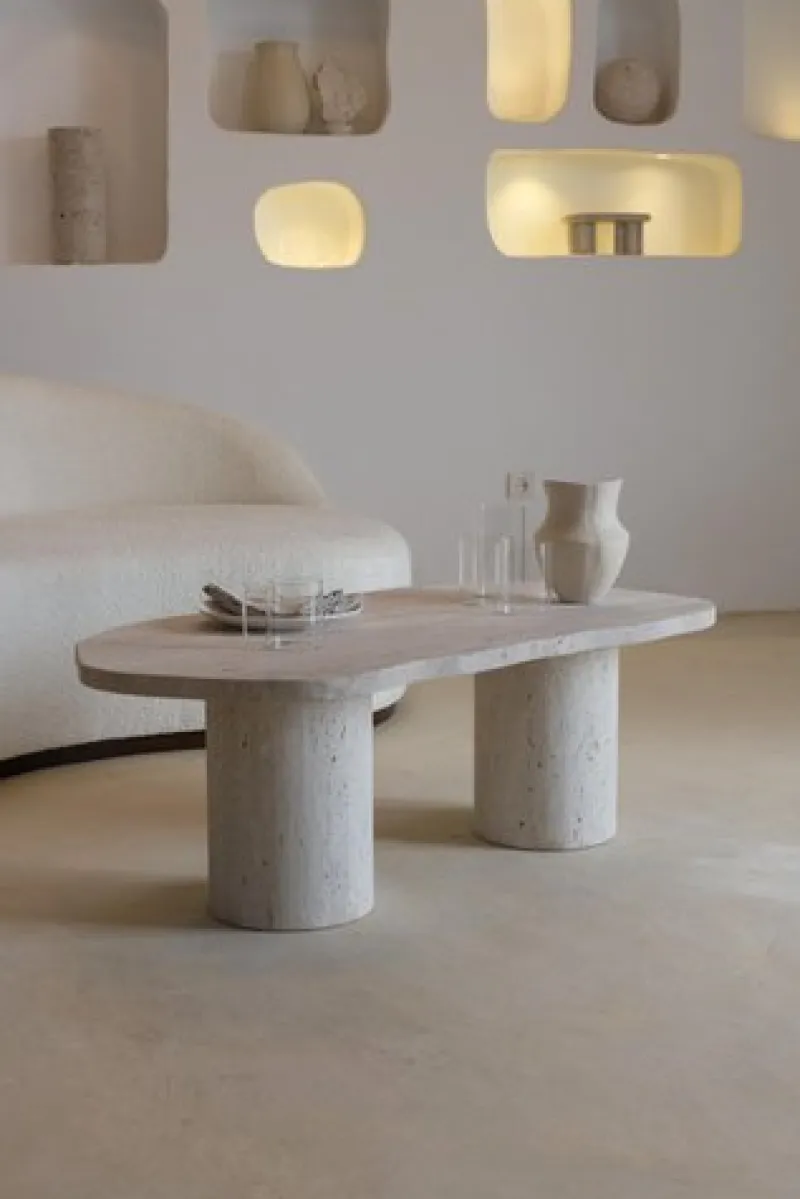 Pamono Organic Top 120 Beige Travertine Decorative Low Coffee Table by Beije Avenue> Tables