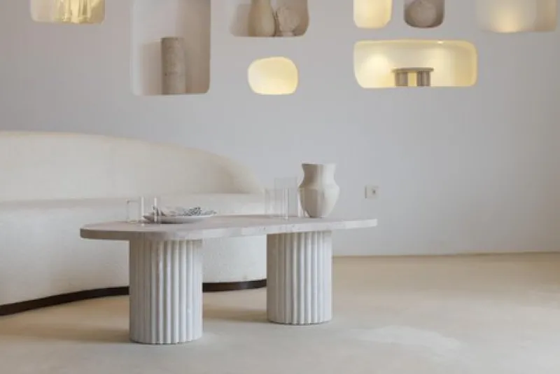 Pamono Organic Top 120 Beige Travertine Decorative Low Coffee Table by Beije Avenue> Tables