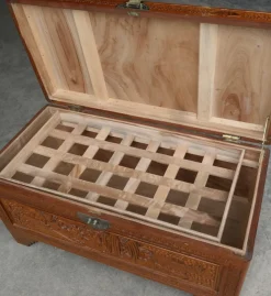 Pamono Oriental Carved Camphor Wood Chest, 1930s><noscript><img width=