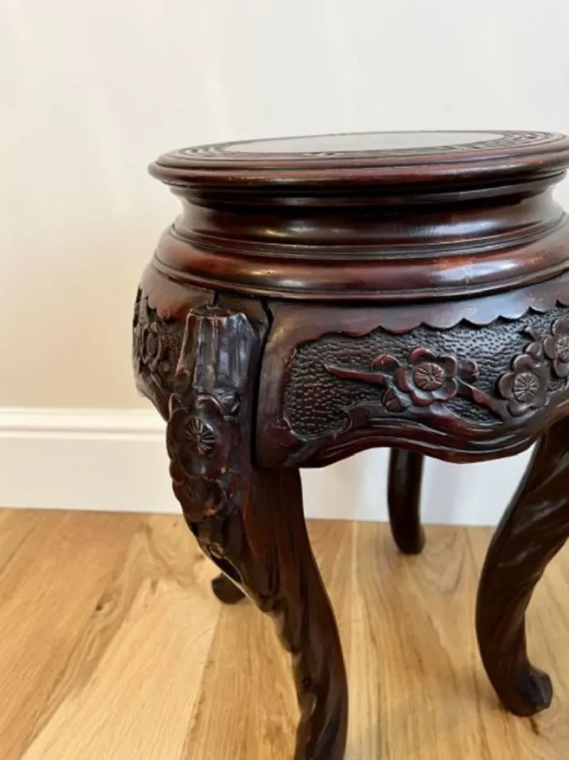 Clearance Pamono Oriental Carved Jardiniere Stand, 1890s