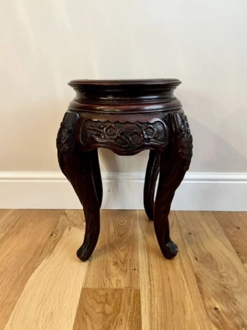 Clearance Pamono Oriental Carved Jardiniere Stand, 1890s