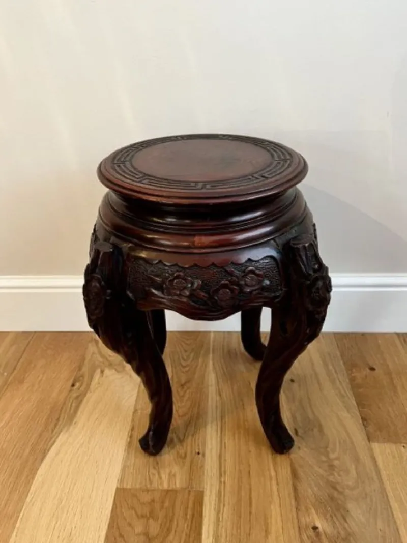 Clearance Pamono Oriental Carved Jardiniere Stand, 1890s