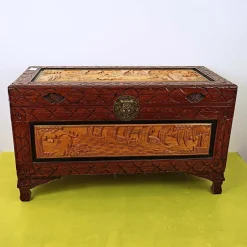 Sale Pamono Oriental Carved Wooden Chest