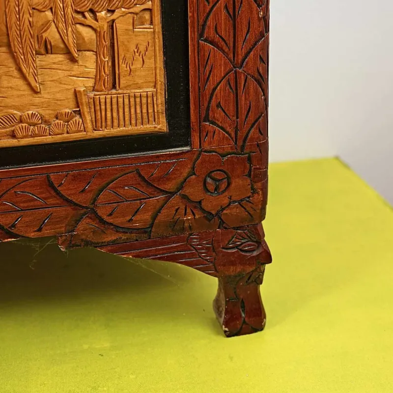 Sale Pamono Oriental Carved Wooden Chest