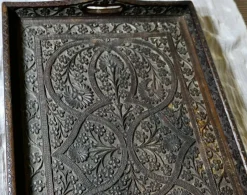 Discount Pamono Oriental Folk Art Carved Tray, 1900s