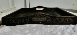 Discount Pamono Oriental Folk Art Carved Tray, 1900s