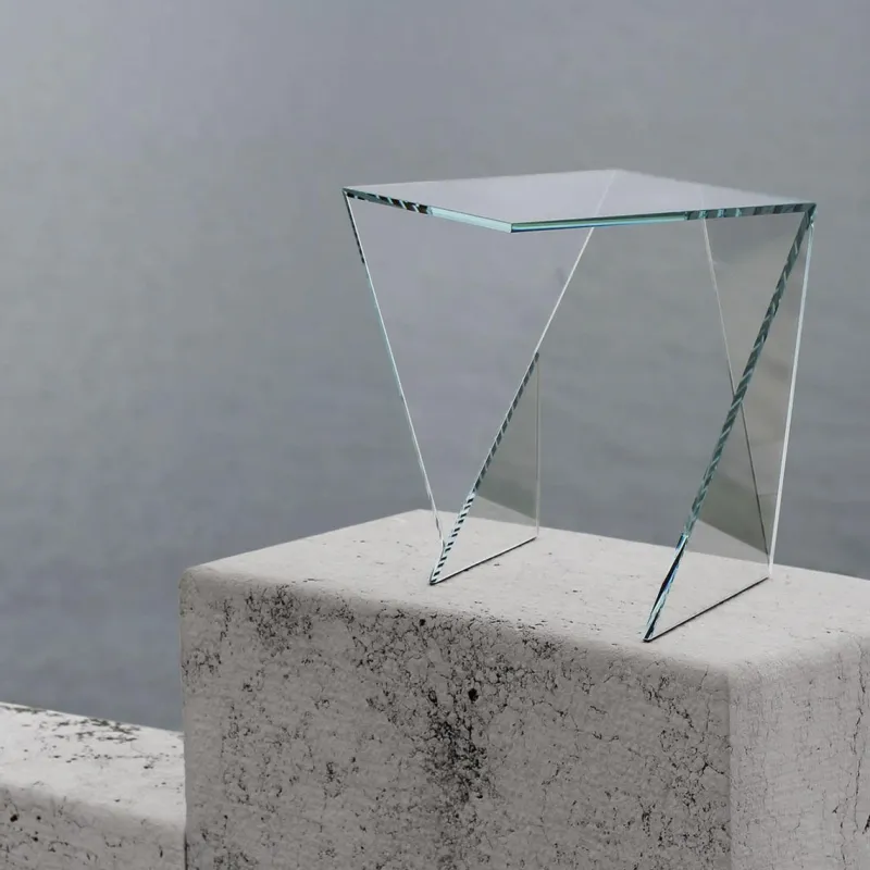 Pamono Origami Calcio Side Table in Crystal Glass by Barberini & Gunnell> Tables