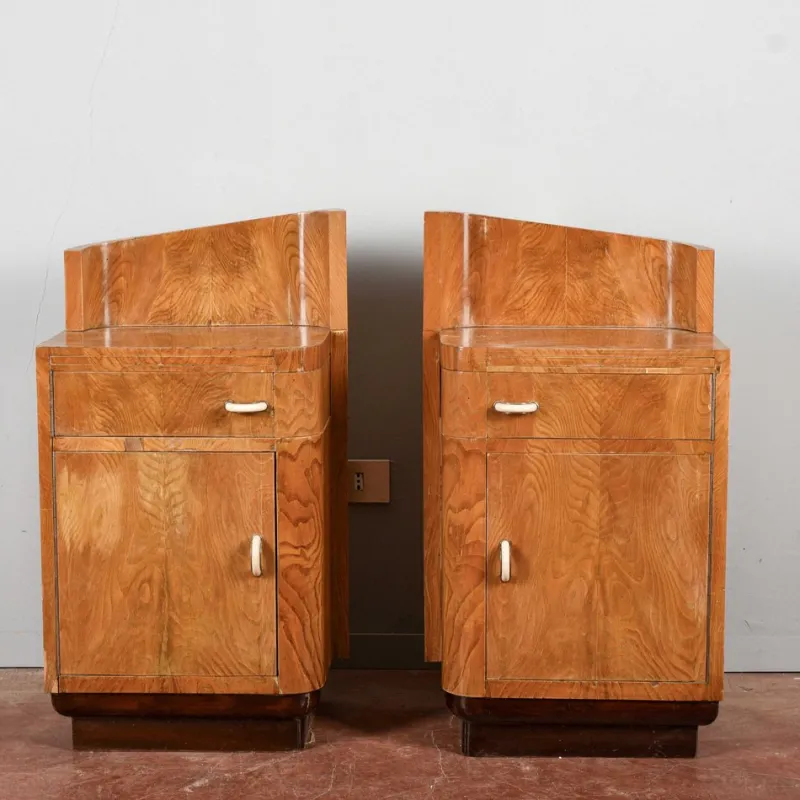 Pamono Original Art Deco Bedside Tables, Set of 2> Nightstands