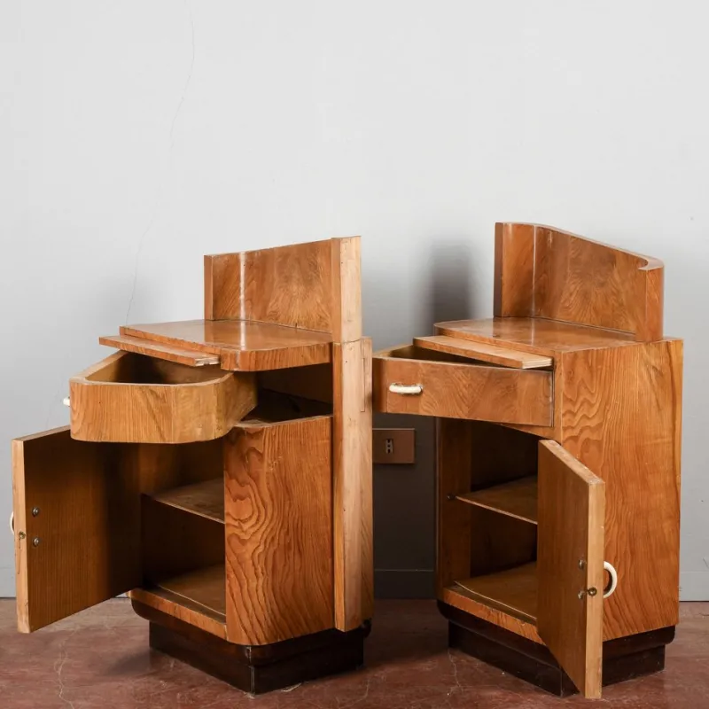 Pamono Original Art Deco Bedside Tables, Set of 2> Nightstands