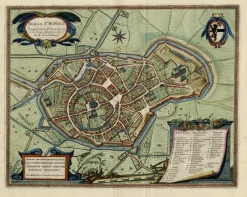 Pamono Original Bird's-Eye View Plan of Sint-Winoksbergen or Bergen in France, 1649><noscript><img width=