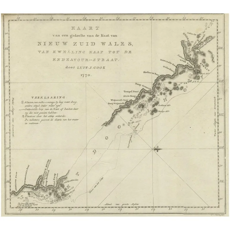 Outlet Pamono Original Copper Engraving of the Northeast Coast of Australia, 1803