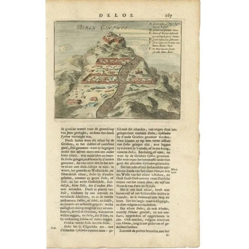 Outlet Pamono Original Illustration of Mount Cinthus on the Isle of Delos, Greece, 1688, Print