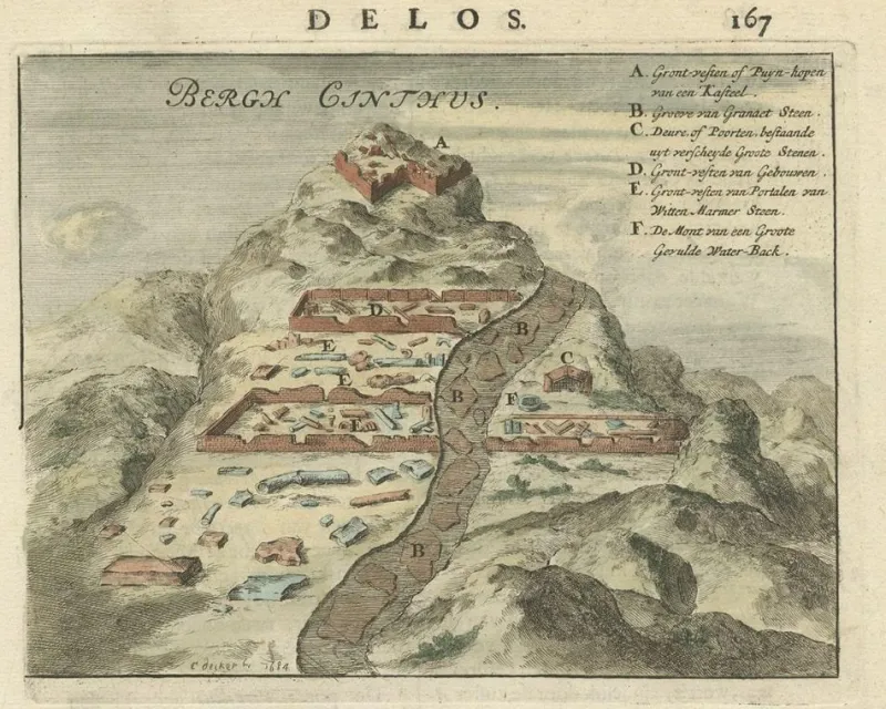 Outlet Pamono Original Illustration of Mount Cinthus on the Isle of Delos, Greece, 1688, Print
