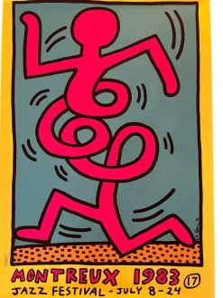 Pamono Original Montreux Jazz Festival Screenprint Poster by Keith Haring, 1983> Posters|Wall Decor