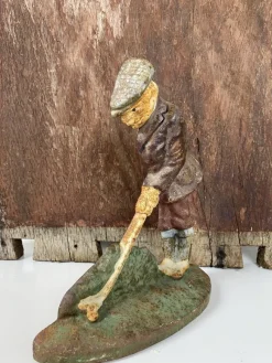 Hot Pamono Original Painted Door Stop of Golf Player in Cast Iron, 1940s