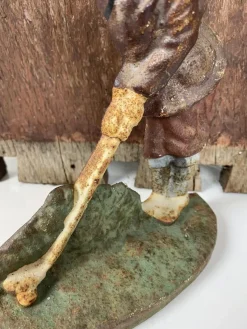 Hot Pamono Original Painted Door Stop of Golf Player in Cast Iron, 1940s