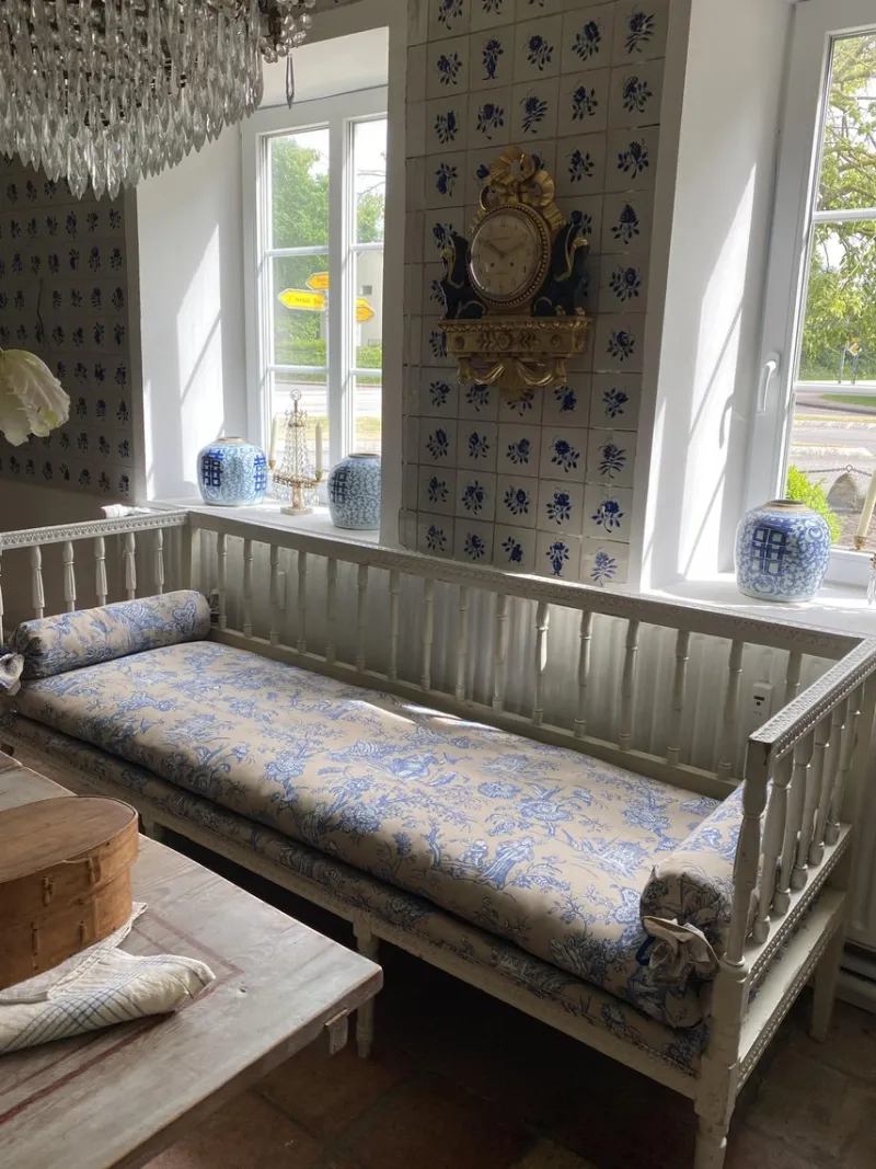 Pamono Original Swedish Bench with New Cover, 1880s> Benches