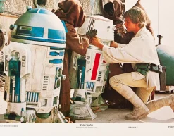 New Pamono Original Vintage Star Wars Lobby Card with Luke Skywalker, R2D2, R5D4 & Jawas, 1977