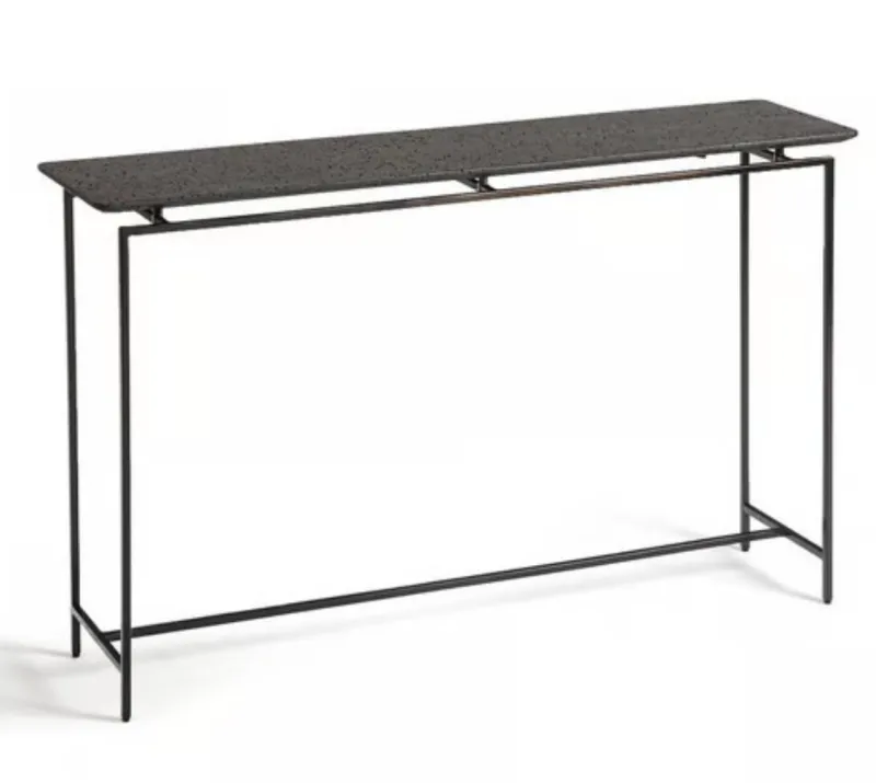 Pamono Oréko Rectangular Lava Stone and Metal Console Table by AM.PM, 2010s> Console Tables