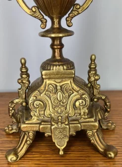 Pamono Ornate Brass Candleholders, Set of 2><noscript><img width=