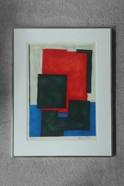 Pamono Osmund Hansen, Composition, 1980s, Color Lithograph, Framed> Mid-Century