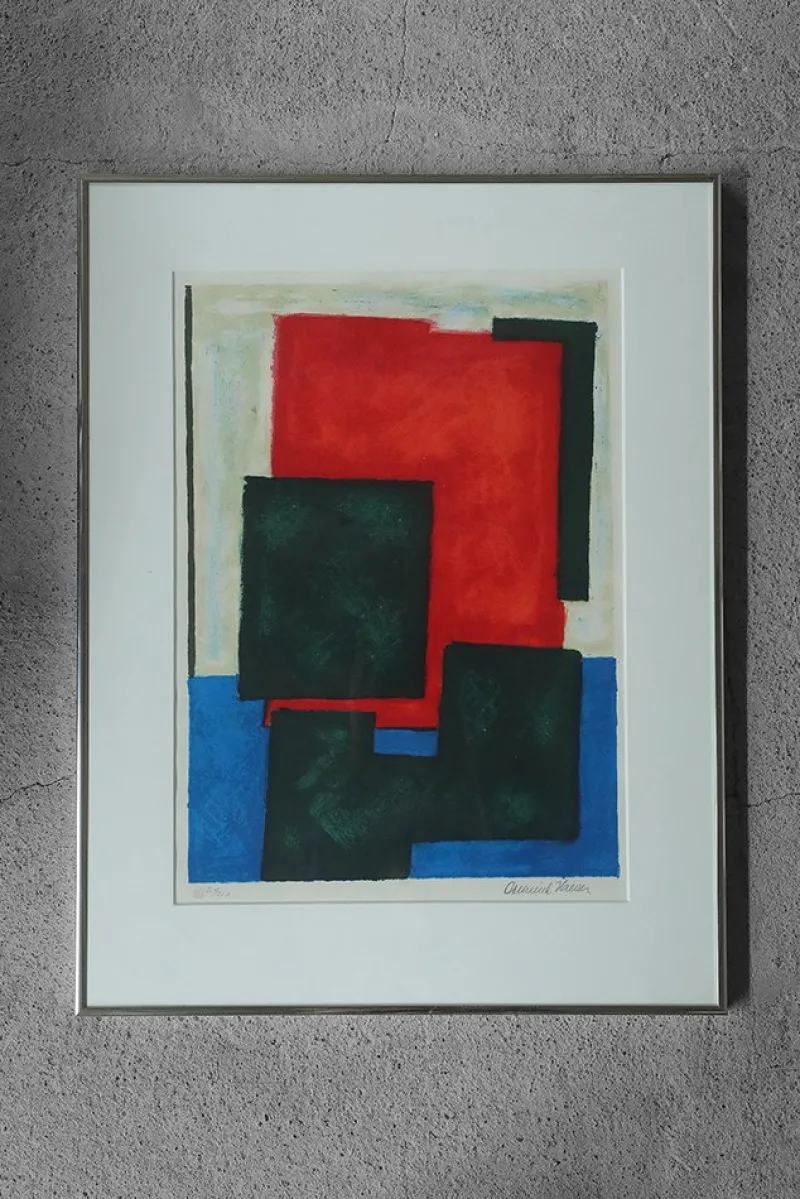 Pamono Osmund Hansen, Composition, 1980s, Color Lithograph, Framed> Mid-Century