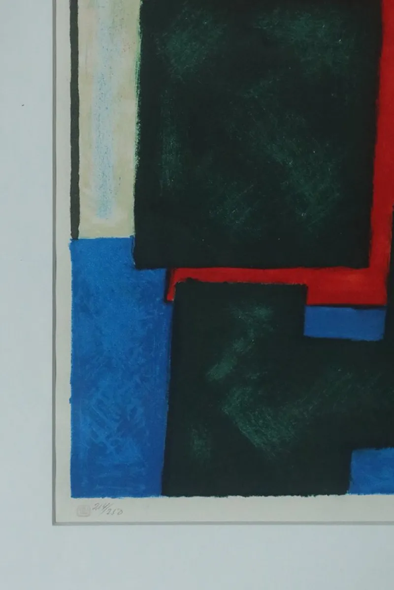 Pamono Osmund Hansen, Composition, 1980s, Color Lithograph, Framed> Mid-Century