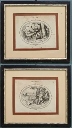 Sale Pamono Otto van Veen, Amorvm Emblemata, 1608, Engravings, Framed, Set of 2