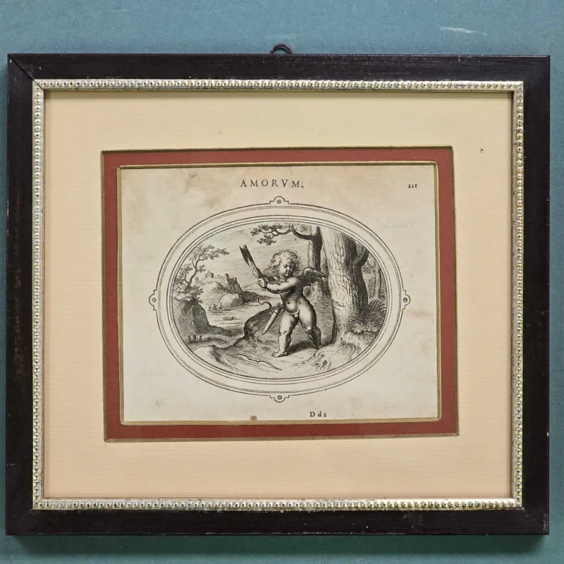 Sale Pamono Otto van Veen, Amorvm Emblemata, 1608, Engravings, Framed, Set of 2