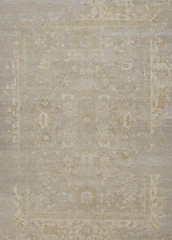 Online Pamono Oushak Style Rug in Grey Beige and Gold Floral Pattern from R&K Principal Jahanshah Nazmiyal
