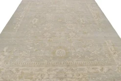 Online Pamono Oushak Style Rug in Grey Beige and Gold Floral Pattern from R&K Principal Jahanshah Nazmiyal