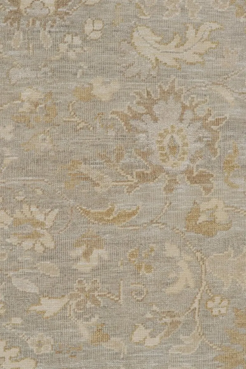Online Pamono Oushak Style Rug in Grey Beige and Gold Floral Pattern from R&K Principal Jahanshah Nazmiyal
