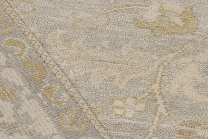 Online Pamono Oushak Style Rug in Grey Beige and Gold Floral Pattern from R&K Principal Jahanshah Nazmiyal