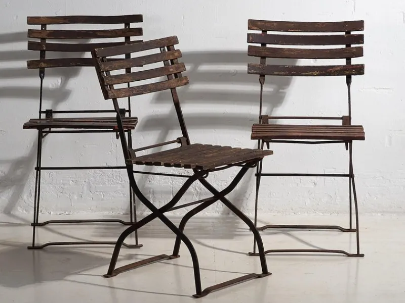 Pamono Outdoor Chairs, 1920s, Set of 3> Garden Seating