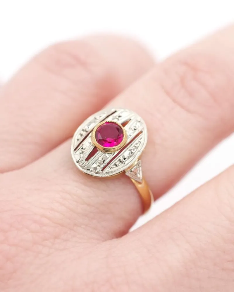 Pamono Oval Art Deco Ring> Rings