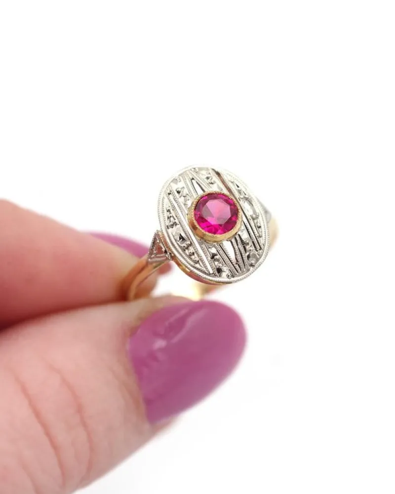 Pamono Oval Art Deco Ring> Rings