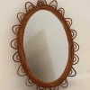 New Pamono Oval Bamboo Rattan Mirror, 1970s